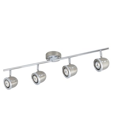 Searchlight Palmer Ceiling Bar 4 Spotlight - Satin Silver & Chrome Trim