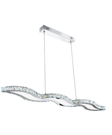 Searchlight Zinnia 3 Arm Led Bar Pendant - Crystal Trim - Chrome & White Acrlyic