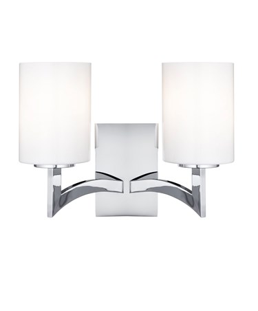 Searchlight Gina Double Wall Light - Chrome - White Glass Cylinder Shades