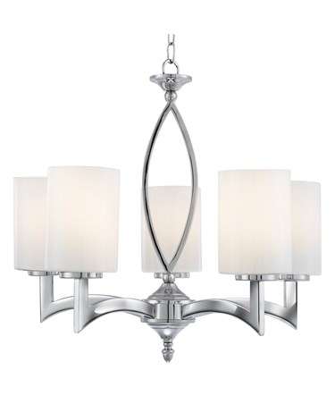 Searchlight Gina Ceiling 5 Light - Chrome - White Glass Cylinder Shades