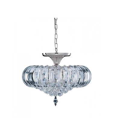 Searchlight Sigma Semi-Flush 5 Light - Chrome - Clear Crystal Prisms & Balls Searchlight Sigma Semi-Flush 5 Light - Chrome - Clear Crystal Prisms & Balls