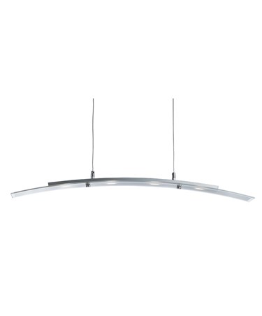 Searchlight LED Curved Pendant Bar 4 Light - Frosted Glass With Clear Edge