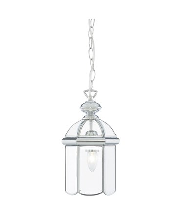 Searchlight Domed Lantern Single Candle Pendant - Chrome - Bevelled Glass