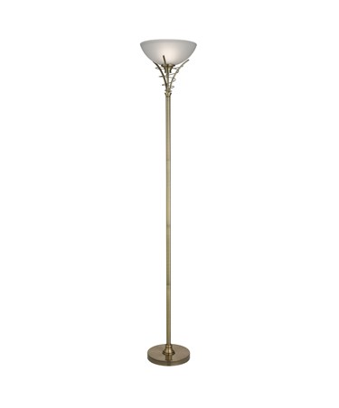 Searchlight Linea Twist Uplighter Floor Lamp - Antique Brass - Acid Glass