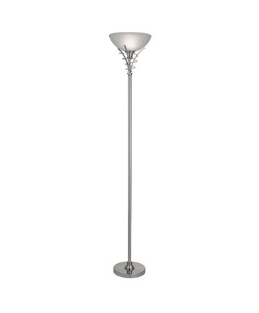 Searchlight Linea Twist Uplighter Floor Lamp - Satin Silver - Acid Glass