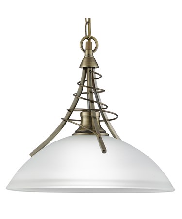 Searchlight Linea Antique Brass Twist Pendant Complete With Acid Shade