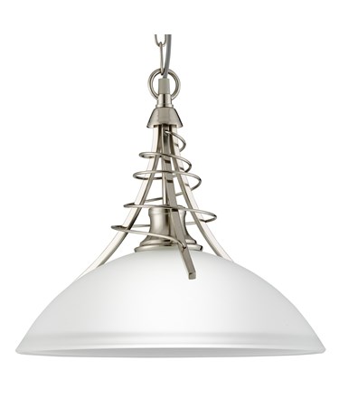 Searchlight Linea Satin Silver Twist Pendant Complete With Acid Shade