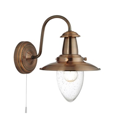 Searchlight Fisherman Single Wall Light - Copper - Glass Shade - Cord Searchlight Fisherman Single Wall Light - Copper - Glass Shade - Cord