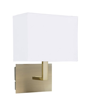 Searchlight Rectangle Wall Light - Antique Brass - White Rectangular Shade