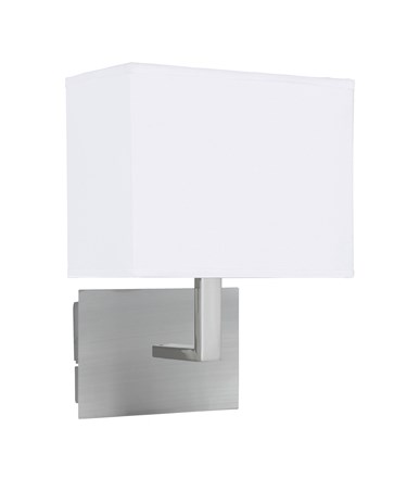 Searchlight Rectangle Wall Light - Satin Silver - White Rectangular Shade