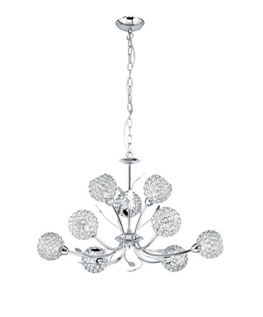 Searchlight Bellis Ii 9 Light Ceiling Pendant - Chrome - Glass Shades