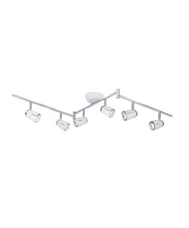 Searchlight Pluto Adjustable Bar 6 Spotlight - White & Chrome Eggs - Split Bar