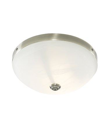 Searchlight Windsor Flush Ceiling Light - Antique Brass - Alabaster Glass