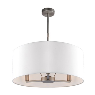 Endon Daley Pendant Ceiling Light - Nickel - Large Ivory Shade - 3 Light