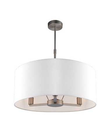 Endon Daley Pendant Ceiling Light - Nickel - Large Ivory Shade - 3 Light Endon Daley Pendant Ceiling Light - Nickel - Large Ivory Shade - 3 Light