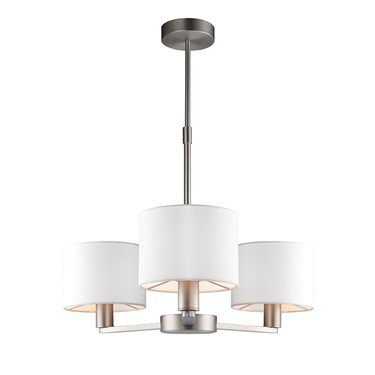 Endon Daley Pendant Ceiling Light - Nickel - 3 Ivory Shades - 3 Light