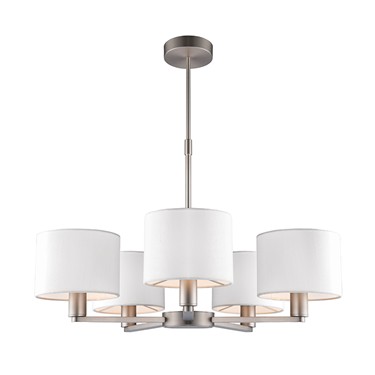 Endon Daley Pendant Ceiling Light - Nickel - 5 Ivory Shades - 5 Light