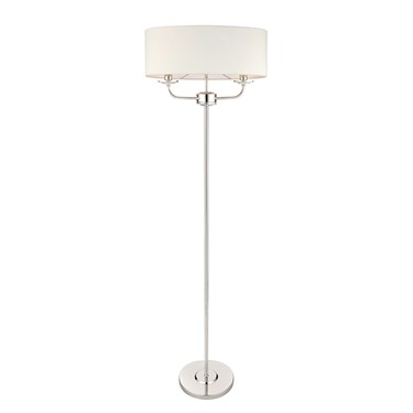 Endon Nixon Floor Lamp - Nickel Plate - White Silk Shade Endon Nixon Floor Lamp - Nickel Plate - White Silk Shade
