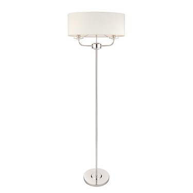 Endon Nixon Floor Lamp - Nickel Plate - White Silk Shade