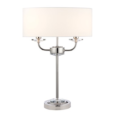 Endon Nixon Table Lamp - Nickel Plate - White Silk Shade Endon Nixon Table Lamp - Nickel Plate - White Silk Shade