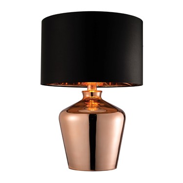 Endon Waldorf Table Lamp - High Shine Copper - Black Shade