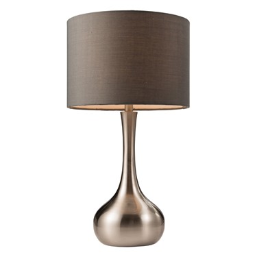 Endon Piccadilly Touch Control Table Lamp - Satin Nickel - Dark Grey Shade Endon Piccadilly Touch Control Table Lamp - Satin Nickel - Dark Grey Shade