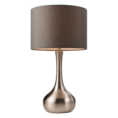 Endon Piccadilly Touch Control Table Lamp - Satin Nickel - Dark Grey Shade