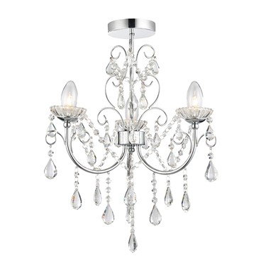Endon Tabitha Semi Flush Ceiling Light - Clear Crystal Glass & Chrome - 3 Light