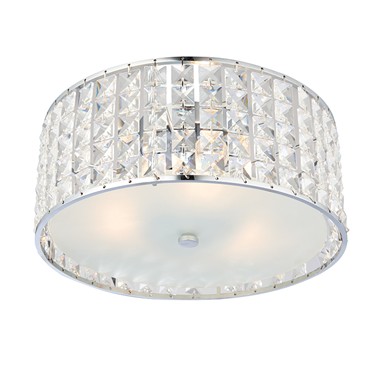 Endon Belfont Flush Bathroom Ceiling Light - Clear Crystal - IP44