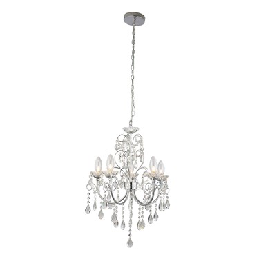 Endon Tabitha Pendant Light - Clear Crystal Glass & Chrome - 5 Light Endon Tabitha Pendant Light - Clear Crystal Glass & Chrome - 5 Light