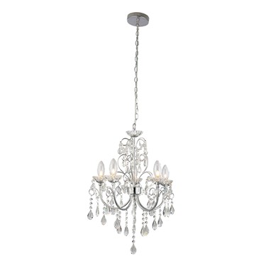 Endon Tabitha Pendant Light - Clear Crystal Glass & Chrome - 5 Light