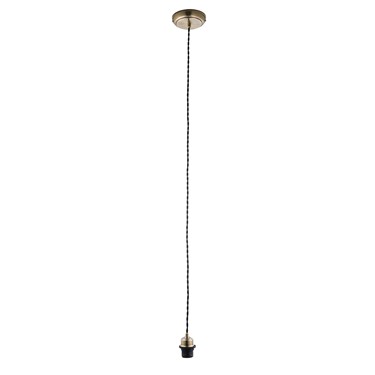 Endon Cable Adjustable Pendant Single Light Fitting - 150-1800mm - Antique Brass