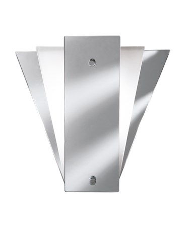 Searchlight Art Deco Mirror Wall Light - Fan Shade - Mirrored & Frosted Glass