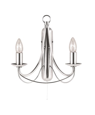 Searchlight Maypole Double Wall Light - Satin Silver