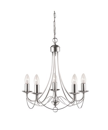 Searchlight Maypole  5  Light Ceiling Fitting - Satin Silver