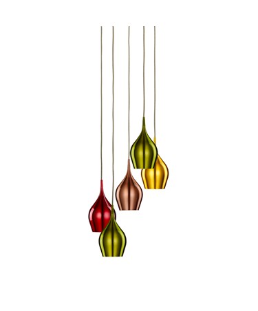 Searchlight Vibrant 5 Light Multi-Drop Multi-Coloured Bell Shaped Pendant Light