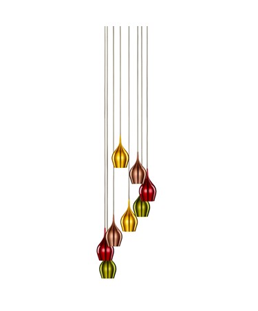 Searchlight Vibrant 8 Light Multi-Drop Multi-Coloured Bell Shaped Pendant Light