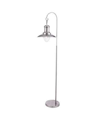 Searchlight Fisherman Lantern Floor Lamp - Satin Silver - Clear Glass Shade