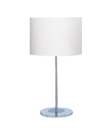 Searchlight Round Chrome Table Lamp - Ivory Fabric Drum Shade