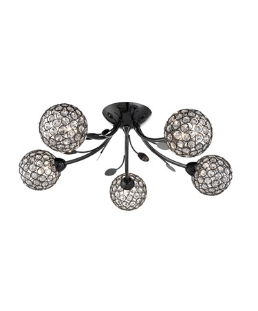 Searchlight Bellis Ii 5 Semi-Flush Ceiling 5 Light - Black Chrome