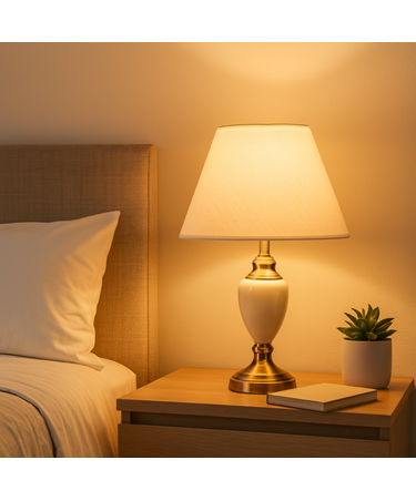 Malham Small Classic Table Lamp with Matching Shade - Cream & Antique Brass