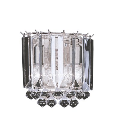 Searchlight Sigma Double Wall Light - Chrome - Clear Crystal Balls