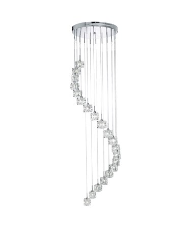 Searchlight Sculptured 20 Ice Chrome Dingle Dangle Ceiling Pendant-Crystal Glass