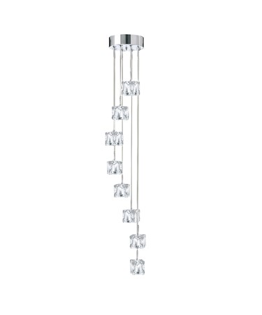 Searchlight Ice Cube 8 Light Ceiling Pendant - Chrome - Clear Ice Cube Glass