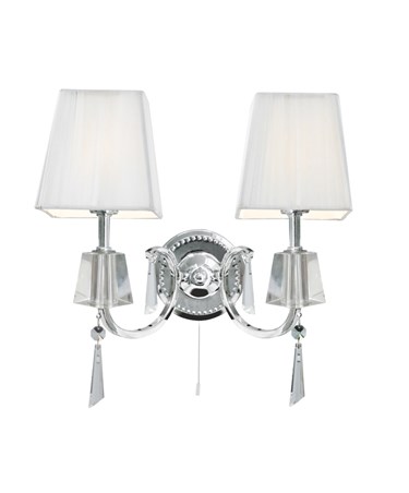 Searchlight Portico Double Wall Light - Chrome & Glass - White String Shade