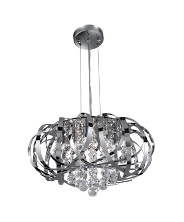 Searchlight Tilly 5 Light Pendant Fitting - Chrome Strips & Clear Glass Balls