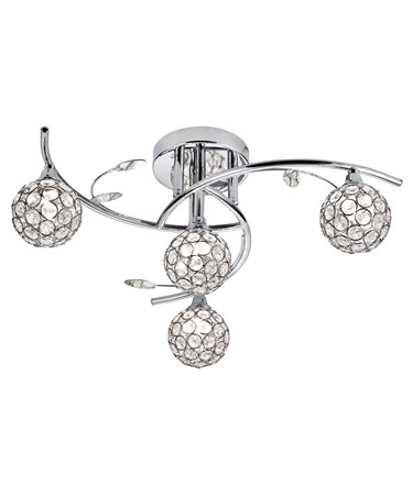 Searchlight Dimples 4 Light Semi Flush Fitting - Chrome - Round Glass Shades