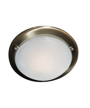 Searchlight Round Flush Ceiling Light - Antique Brass - 30Cm