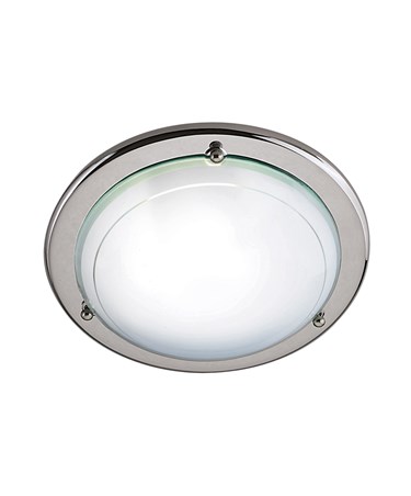 Searchlight Flush Ceiling Fitting - Round - White & Clear Glass Diffuser