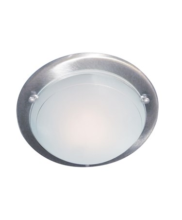 Searchlight Flush Ceiling Light - Satin Silver & White/Clear Glass